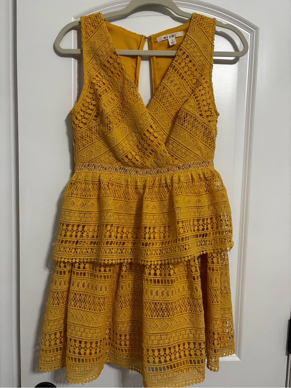 miami Mustard Crochet Tiered Dress for Girls